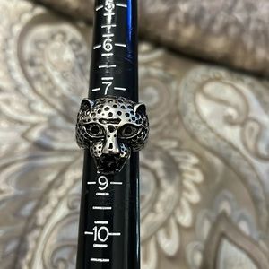 Cheetah Minx Cougar Tiger cat Ring. Stainless silver steel INOX